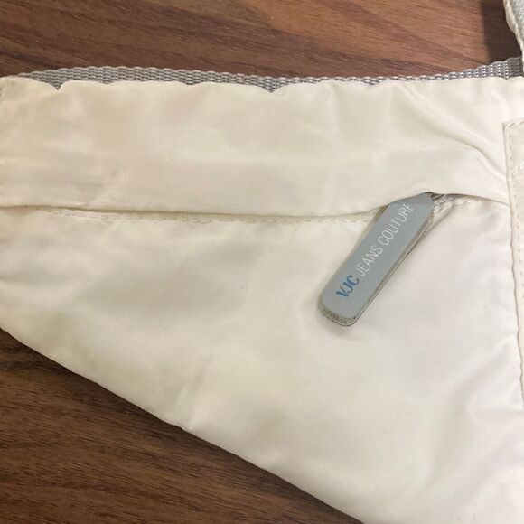 Vintage Versace Jeans Couture White Nylon Unisex Padded Fanny Pack on Web Belt. - Picture 6 of 12